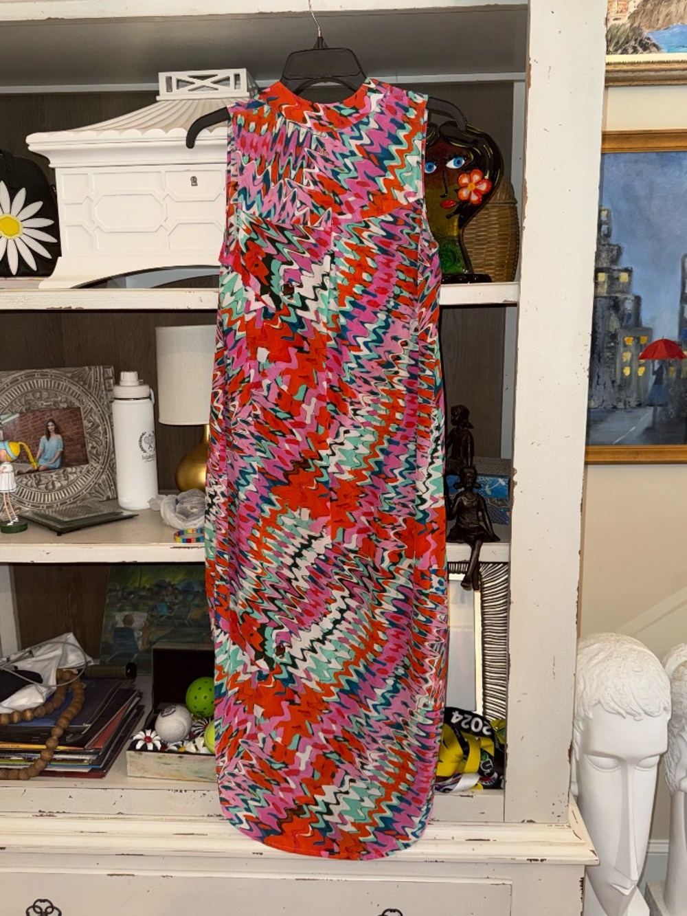 Marie Oliver XS Ellis midi dress vibrant psychedelic tie dye print silky - Picture 4 of 5
